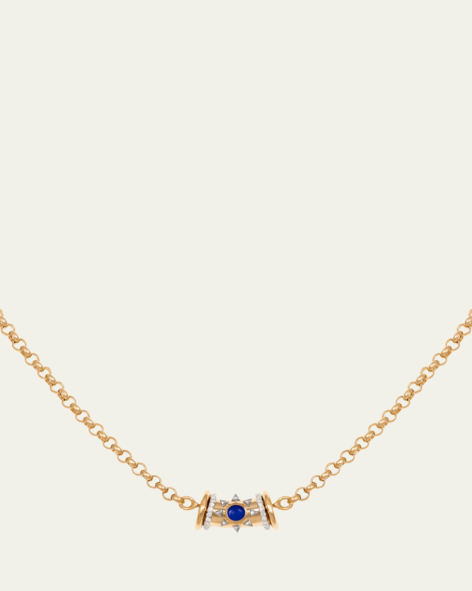 Warrior Star Seed Diamond and Lapis Necklace
